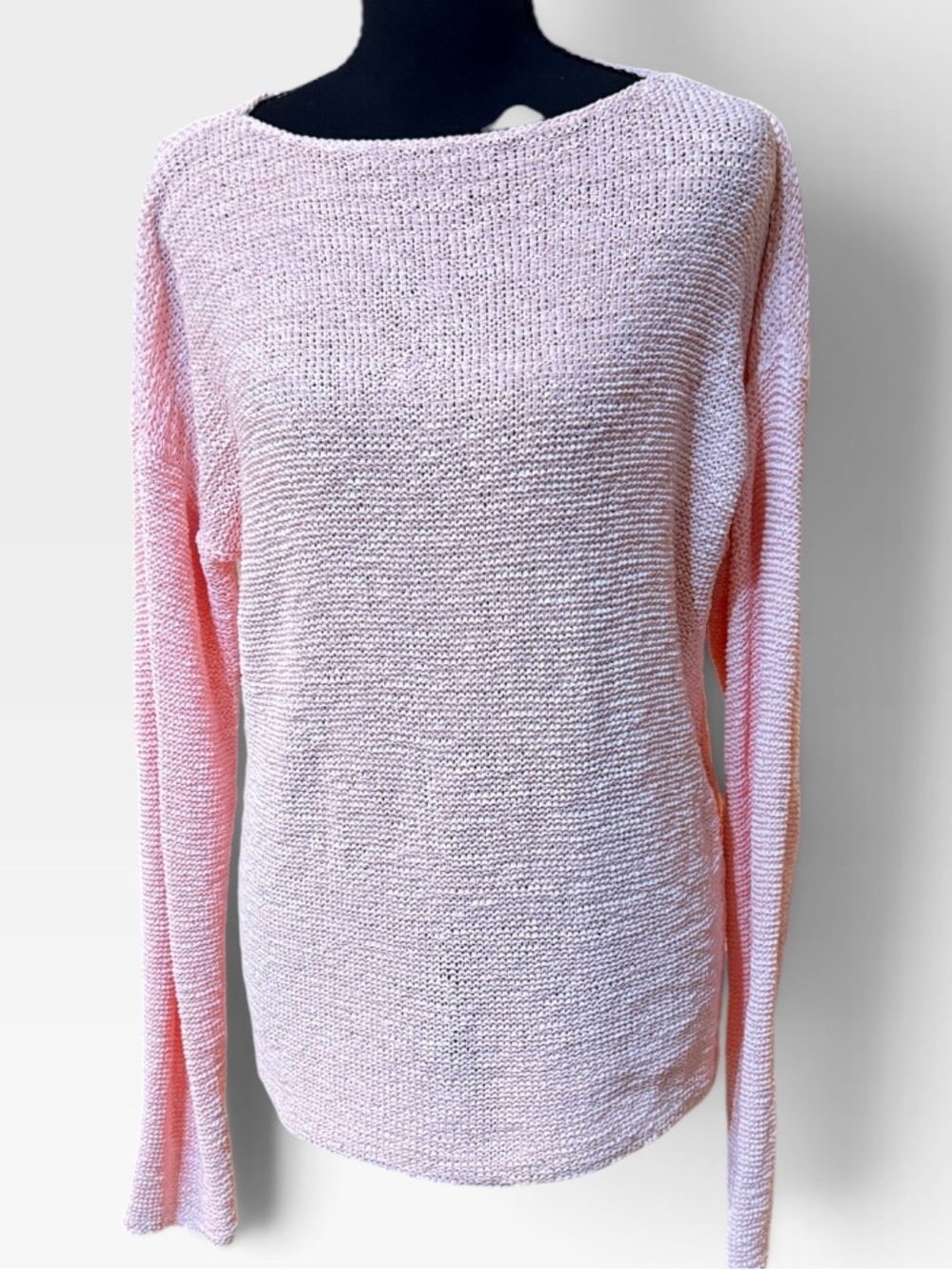 Eileen Fisher Light Pink Open-Knit Boatneck Sweater